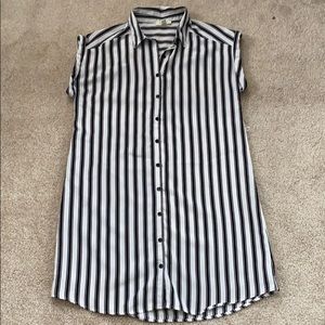Fashionable White with Black Stripped Dress